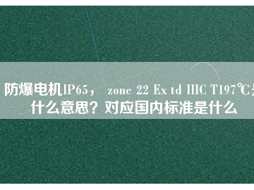 防爆電機IP65， zone 22 Ex td IIIC T197℃是什么意思？對應(yīng)國內(nèi)標準是什么