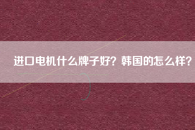 進口電機什么牌子好？韓國的怎么樣？