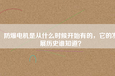 防爆電機是從什么時候開始有的，它的發(fā)展歷史誰知道？